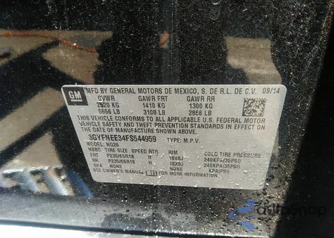 2015 Cadillac Srx Luxury Collection from USA, damaged, VIN 3GYFNEE34FS544959